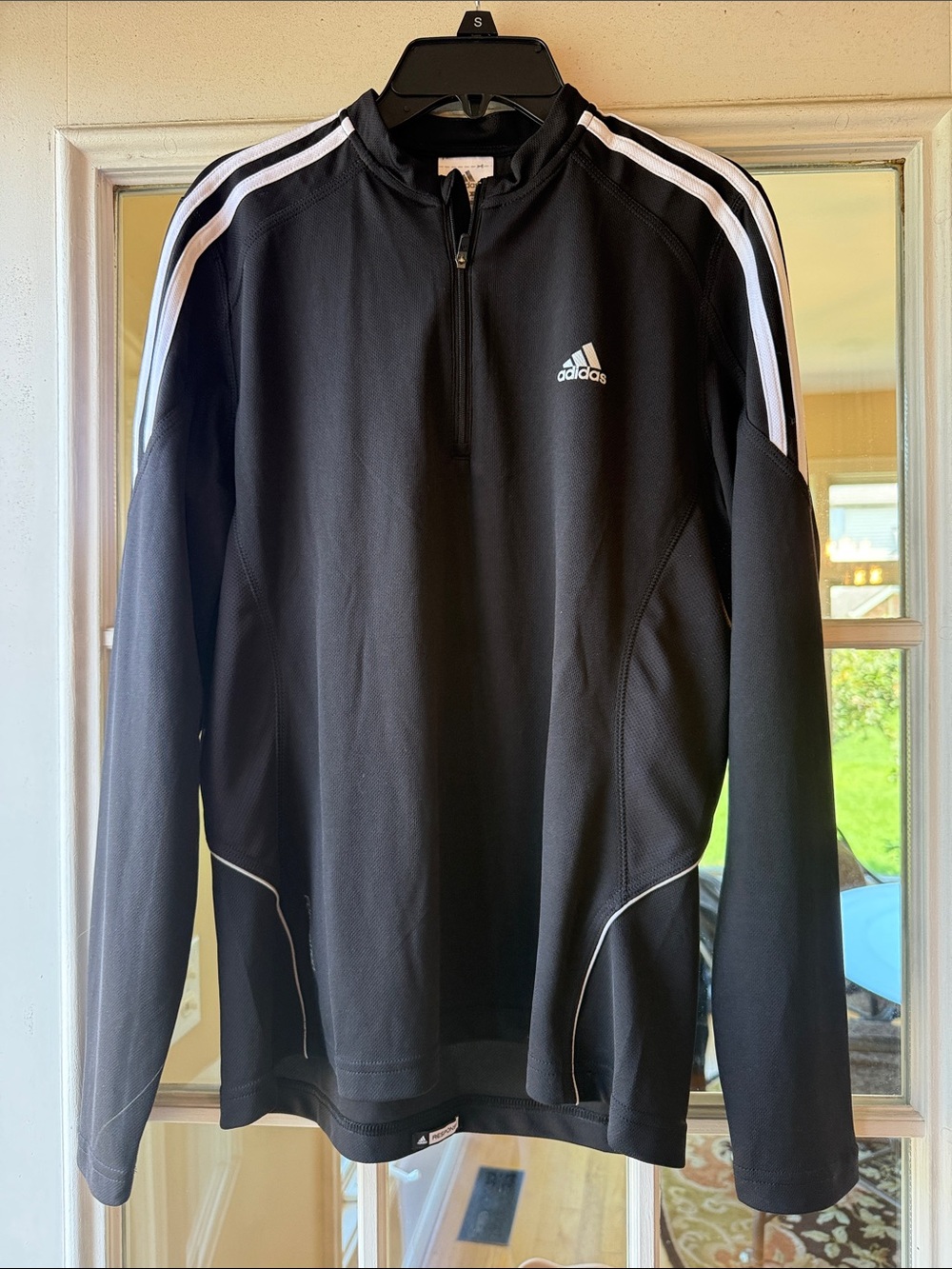 Adidas Black Pullover with White Shoulder Stripes size M/US- Uk/14